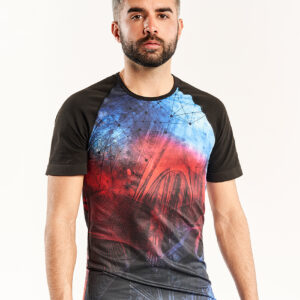 MULTIVERSE Camiseta estampada rojo, azul y negro