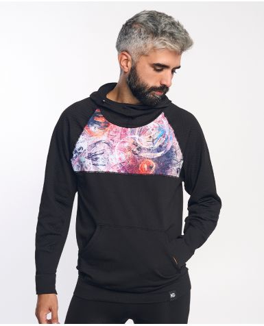 ANDOYA Camiseta de manga larga con fibra de carbono negro y rojo