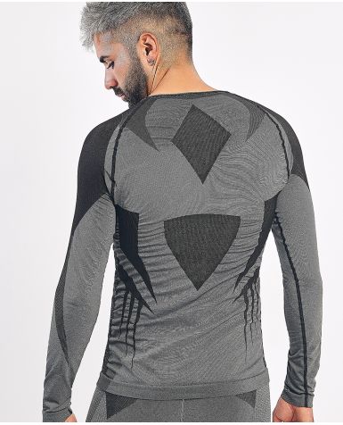 RAVEN Camiseta de manga larga con fibra de carbono negro y gris