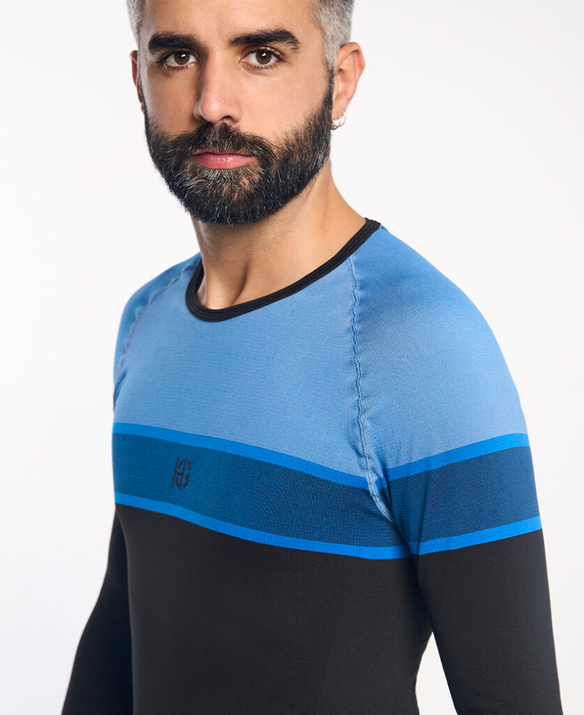 DACTYL Camiseta de manga larga negro y azul
