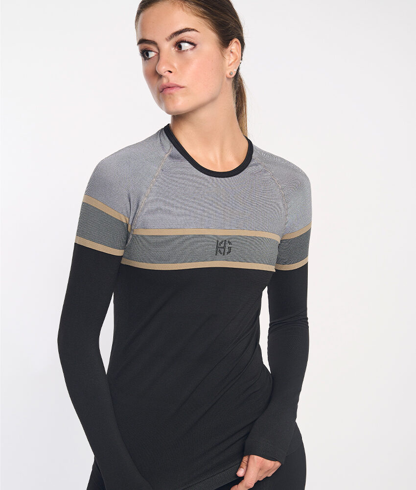 DACTYL Camiseta de manga larga negro y gris