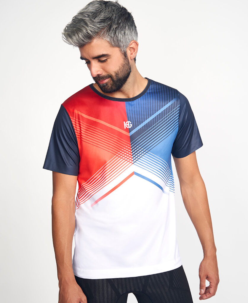 DYNAMO Camiseta estampada rojo, azul y blanco