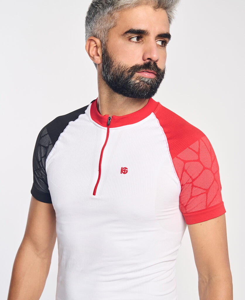 PRO TEAM Camiseta de manga corta con fibra de carbono blanco