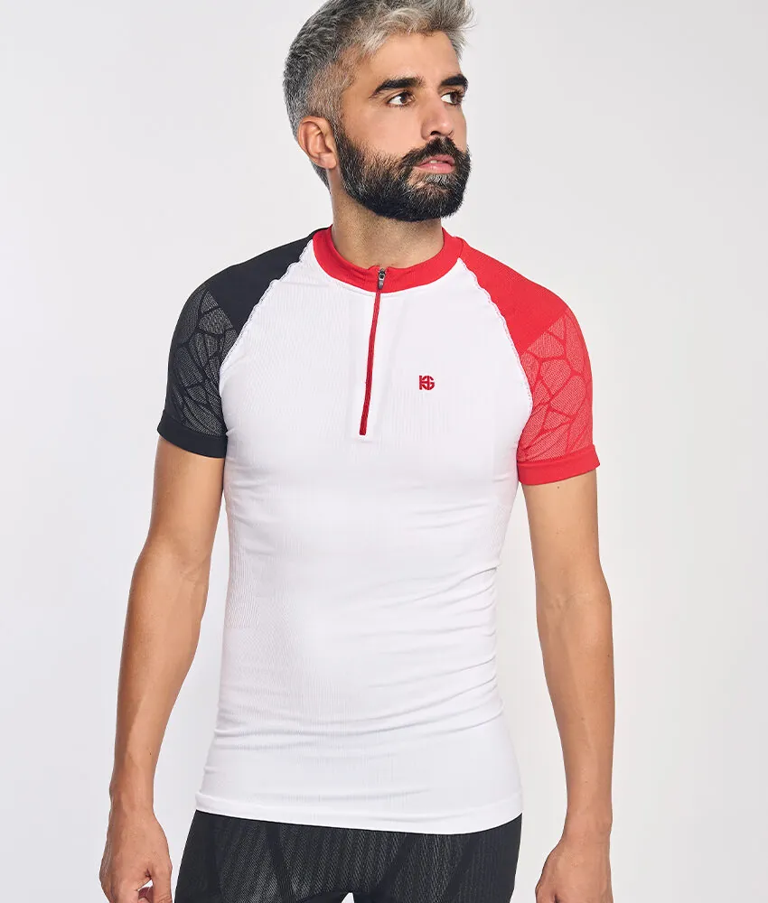 PRO TEAM Camiseta de manga corta con fibra de carbono blanco