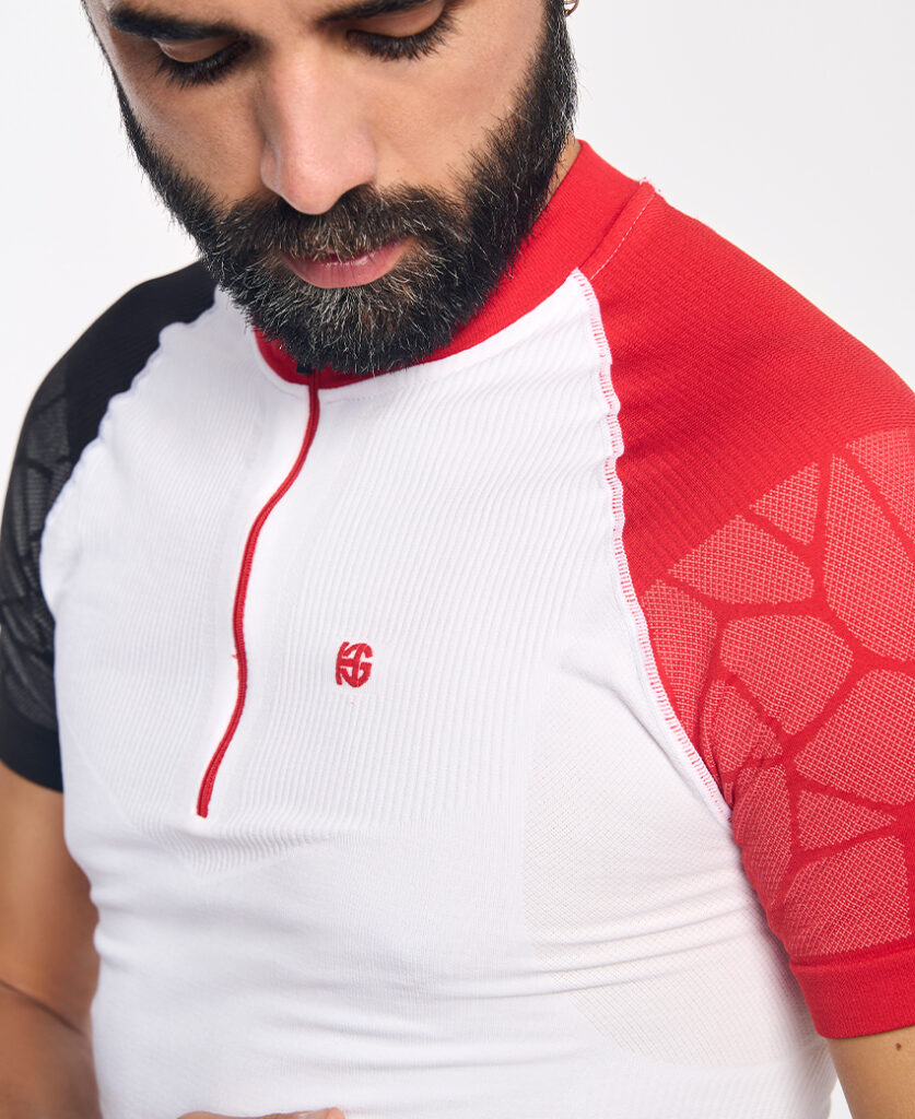 PRO TEAM Camiseta de manga corta con fibra de carbono blanco