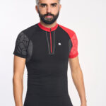PRO TEAM Camiseta de manga corta con fibra de carbono negro y rojo