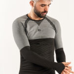 ANDOYA Camiseta de manga larga con fibra de carbono negro y gris