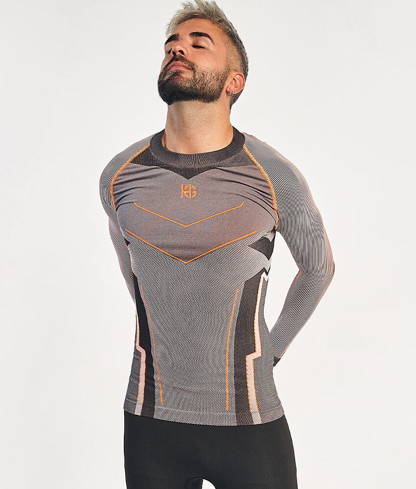 VERGES Camiseta de manga larga con fibra de carbono naranja fluor