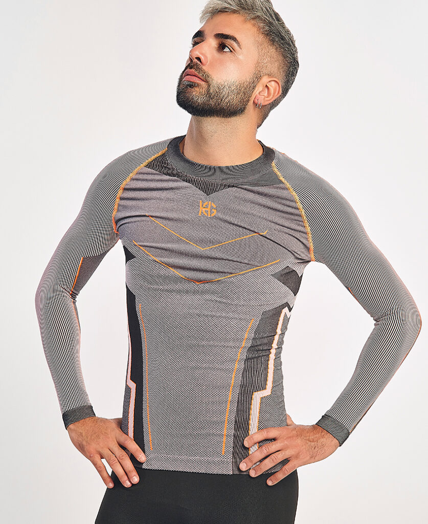 VERGES Camiseta de manga larga con fibra de carbono naranja fluor
