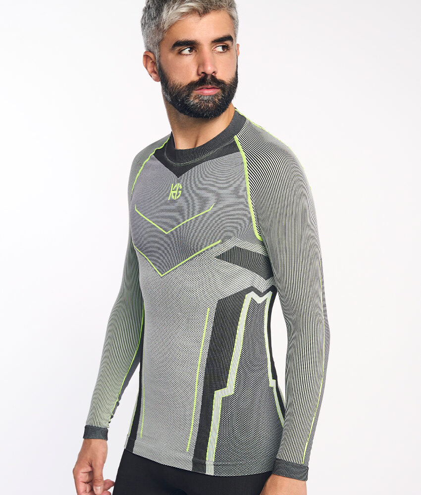 VERGES Camiseta de manga larga con fibra de carbono amarillo fluor