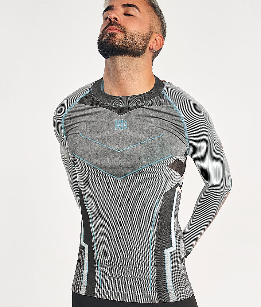 VERGES Camiseta de manga larga con fibra de carbono azul fluor