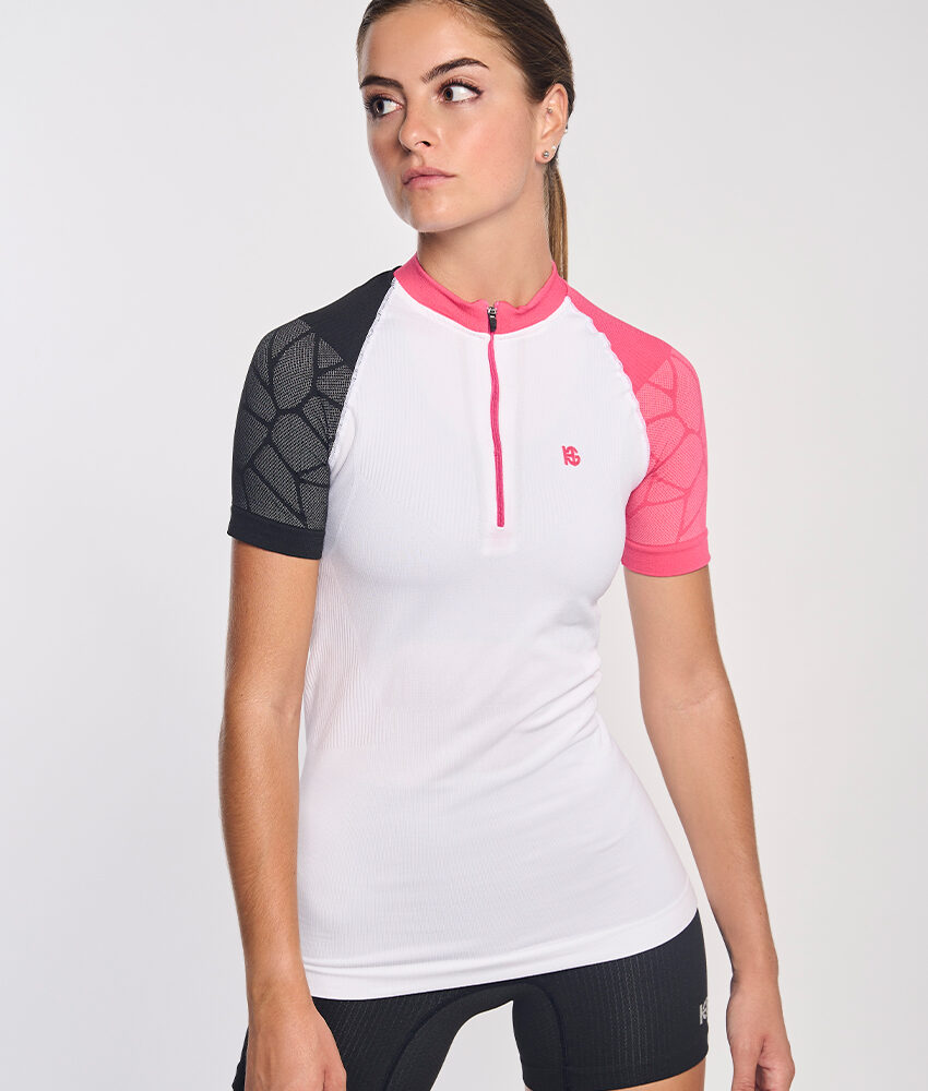 PRO TEAM Camiseta de manga corta con fibra de carbono blanco
