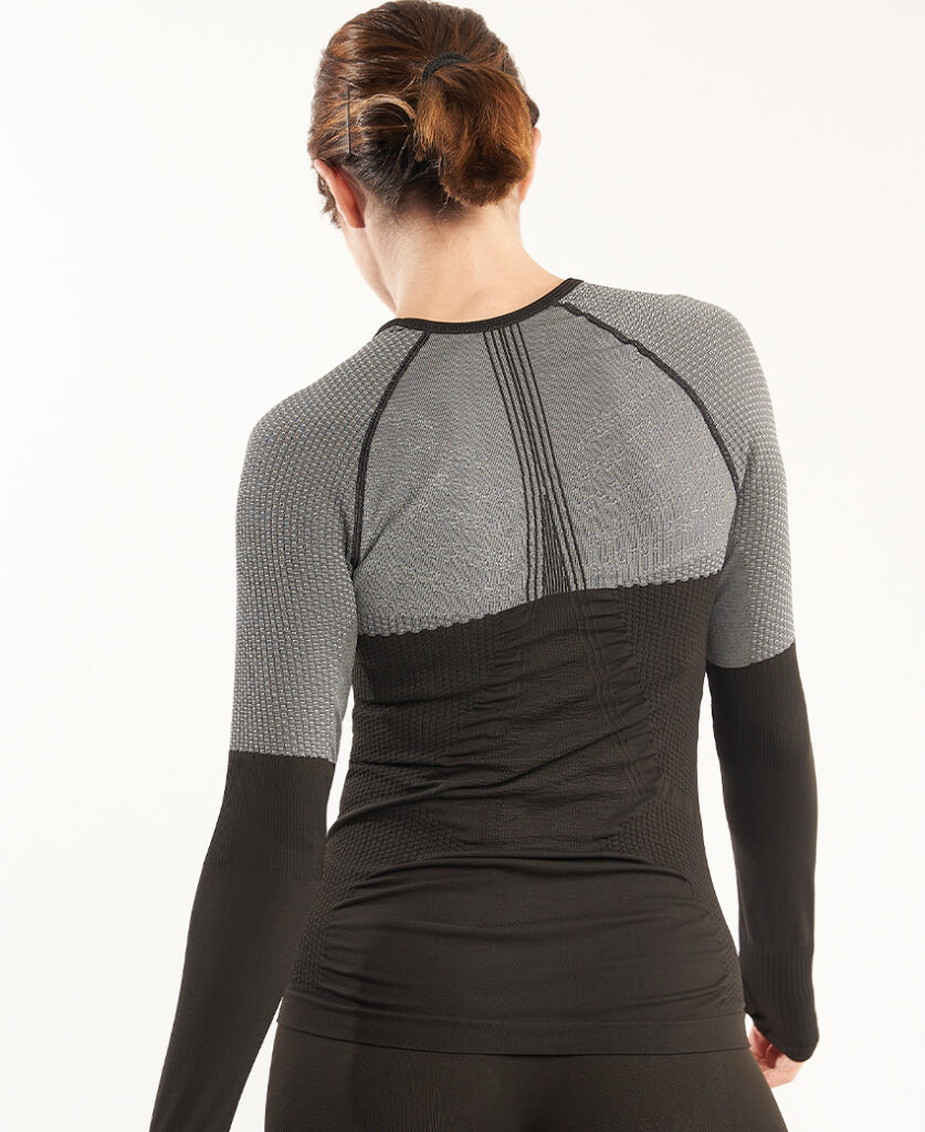ANDOYA Camiseta de manga larga con fibra de carbono negro y gris