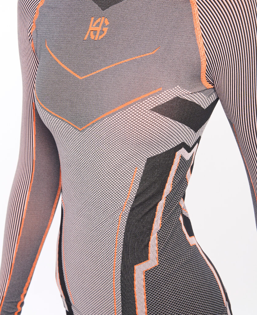 VERGES Camiseta de manga larga con fibra de carbono naranja fluor