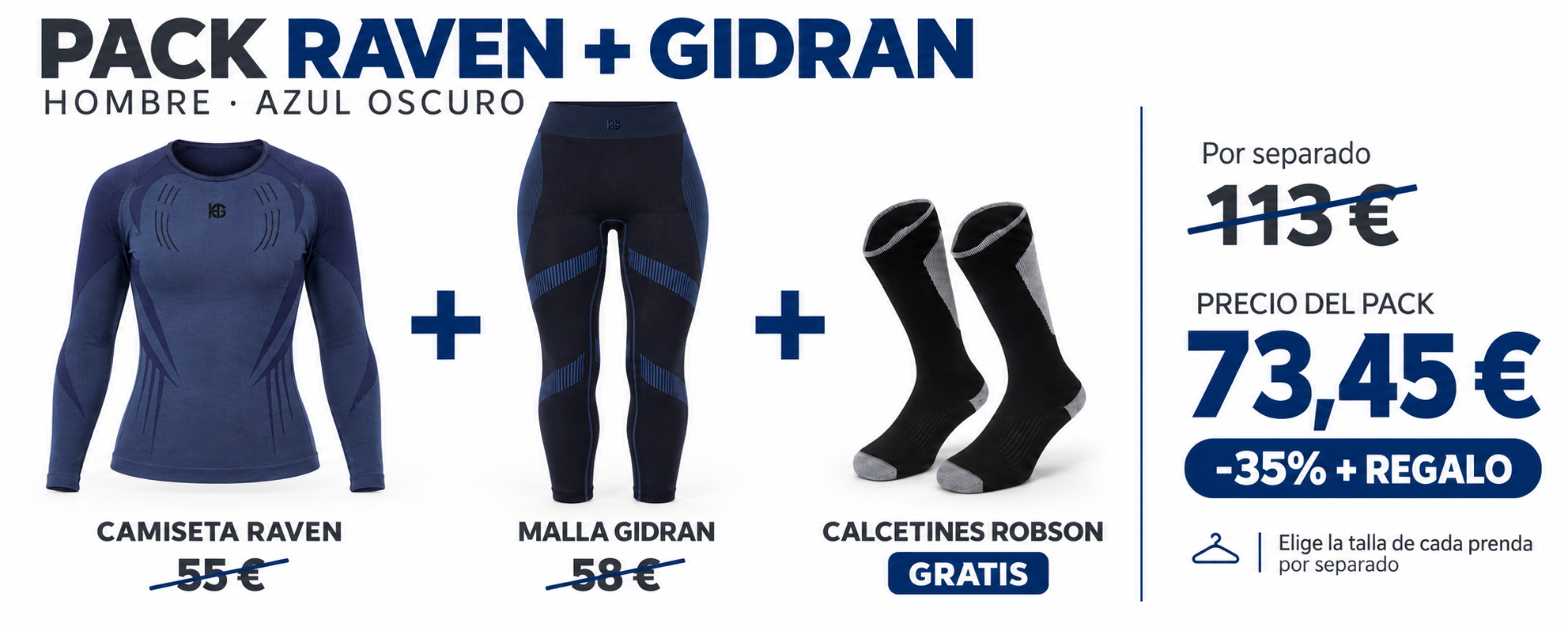 Pack Raven y Gidran hombre: 73,45 €, con un 35% de ahorro y calcetines Robson gratis.