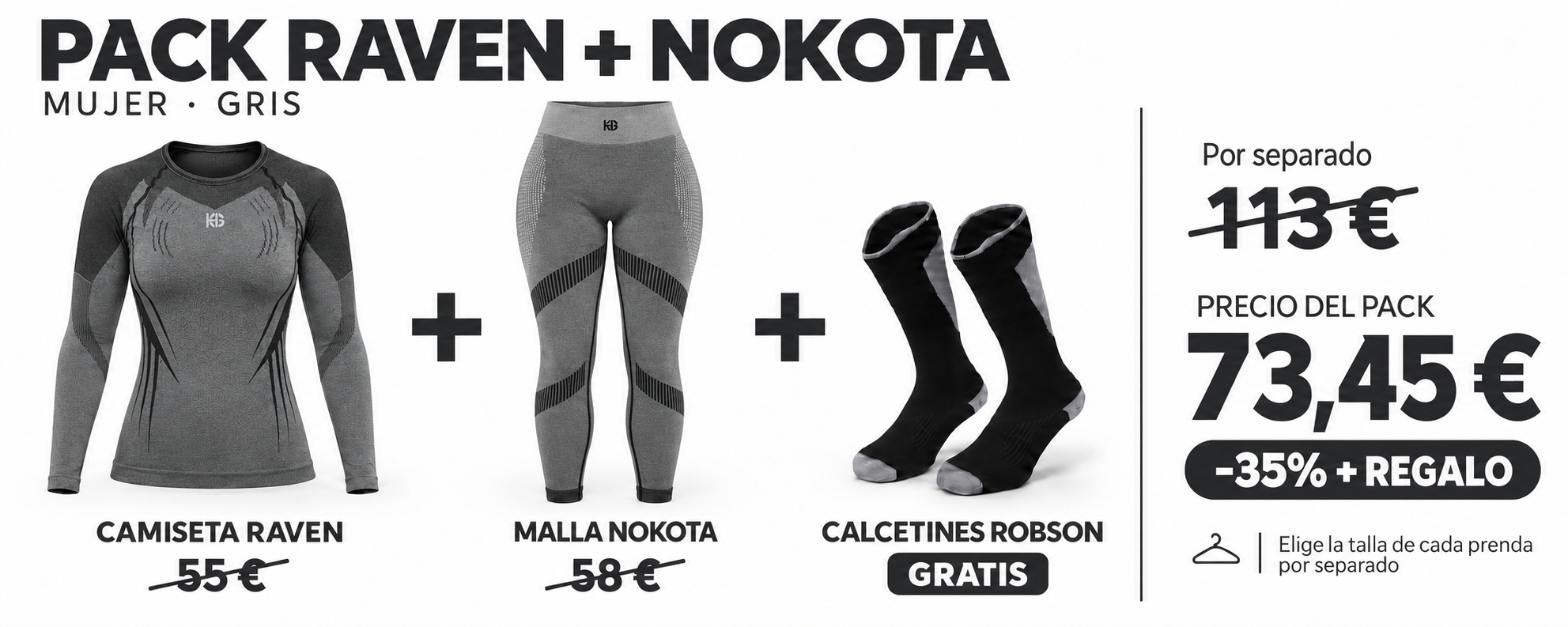 Pack Raven y Nokota mujer: 73,45 €, con un 35% de ahorro y calcetines Robson gratis.