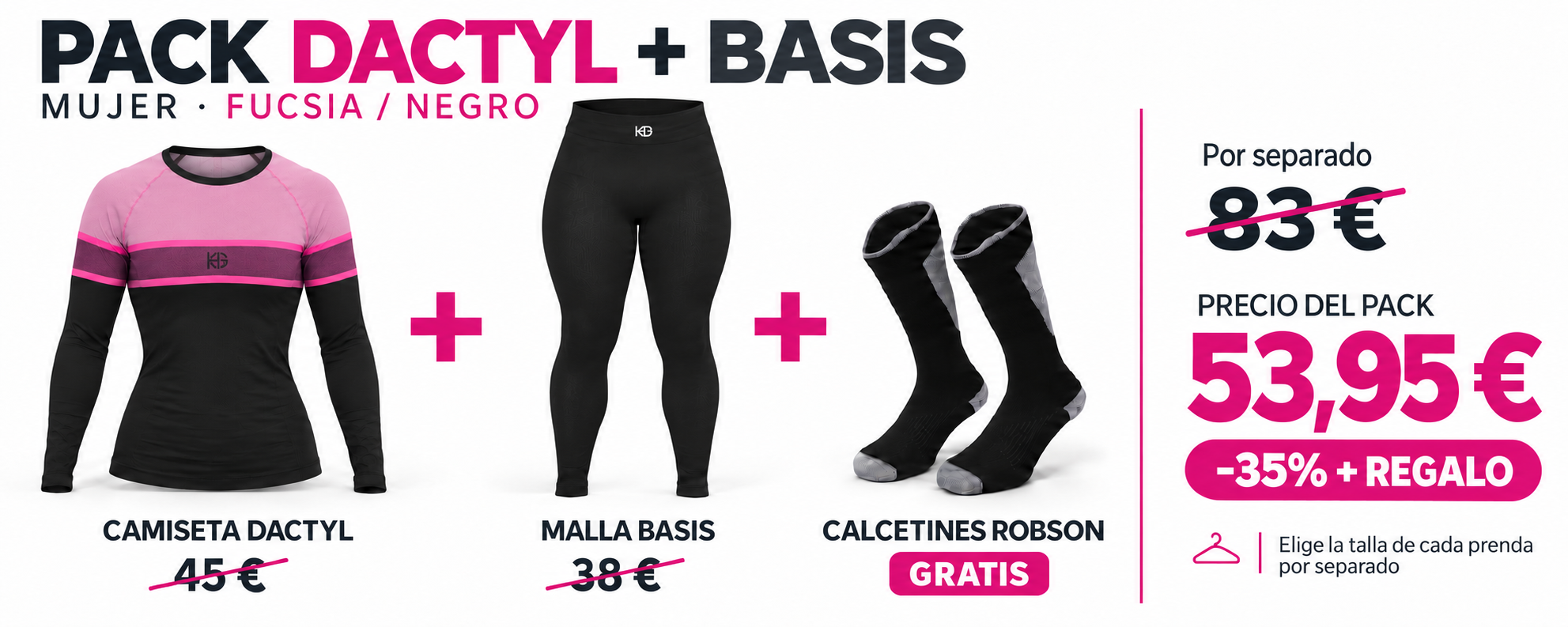 Pack de camiseta técnica y malla interior con un 35% de ahorro y calcetines Robson de regalo.