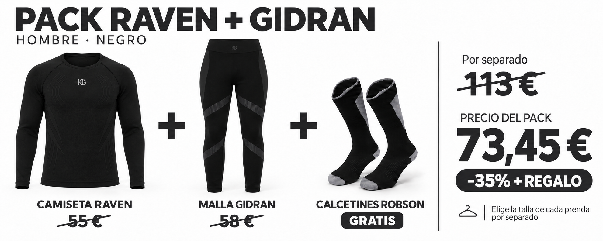 Pack Raven y Gidran hombre: 73,45 €, con un 35% de ahorro y calcetines Robson gratis.