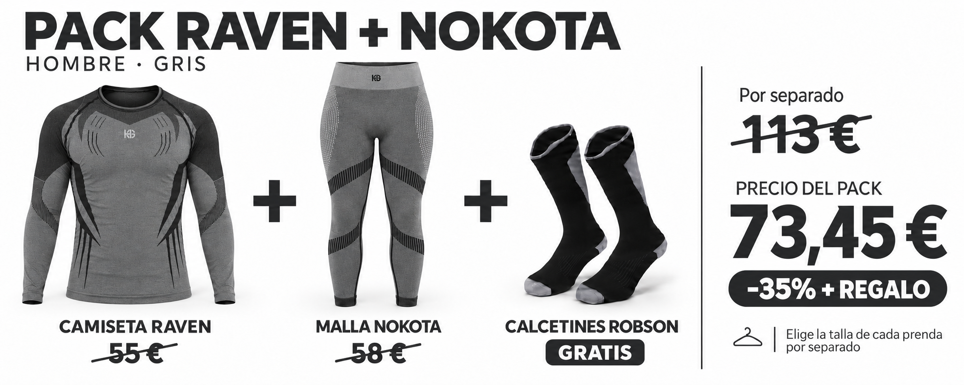 Pack Raven y Nokota hombre: 73,45 €, con un 35% de ahorro y calcetines Robson gratis.